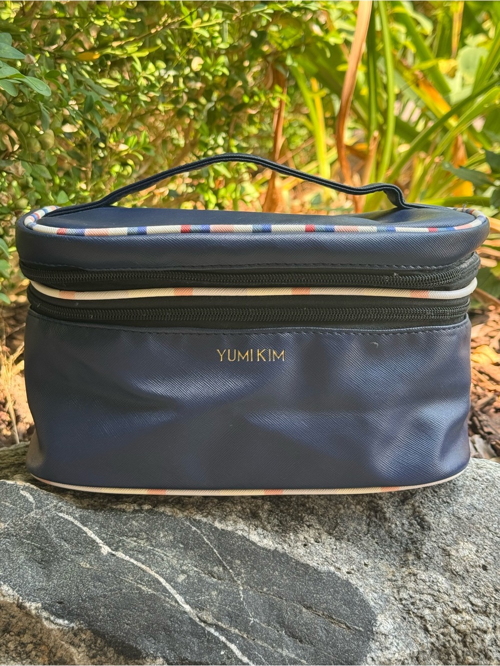 Yumi Kim Navy Cosmetic Travel Case with Stripe Trim